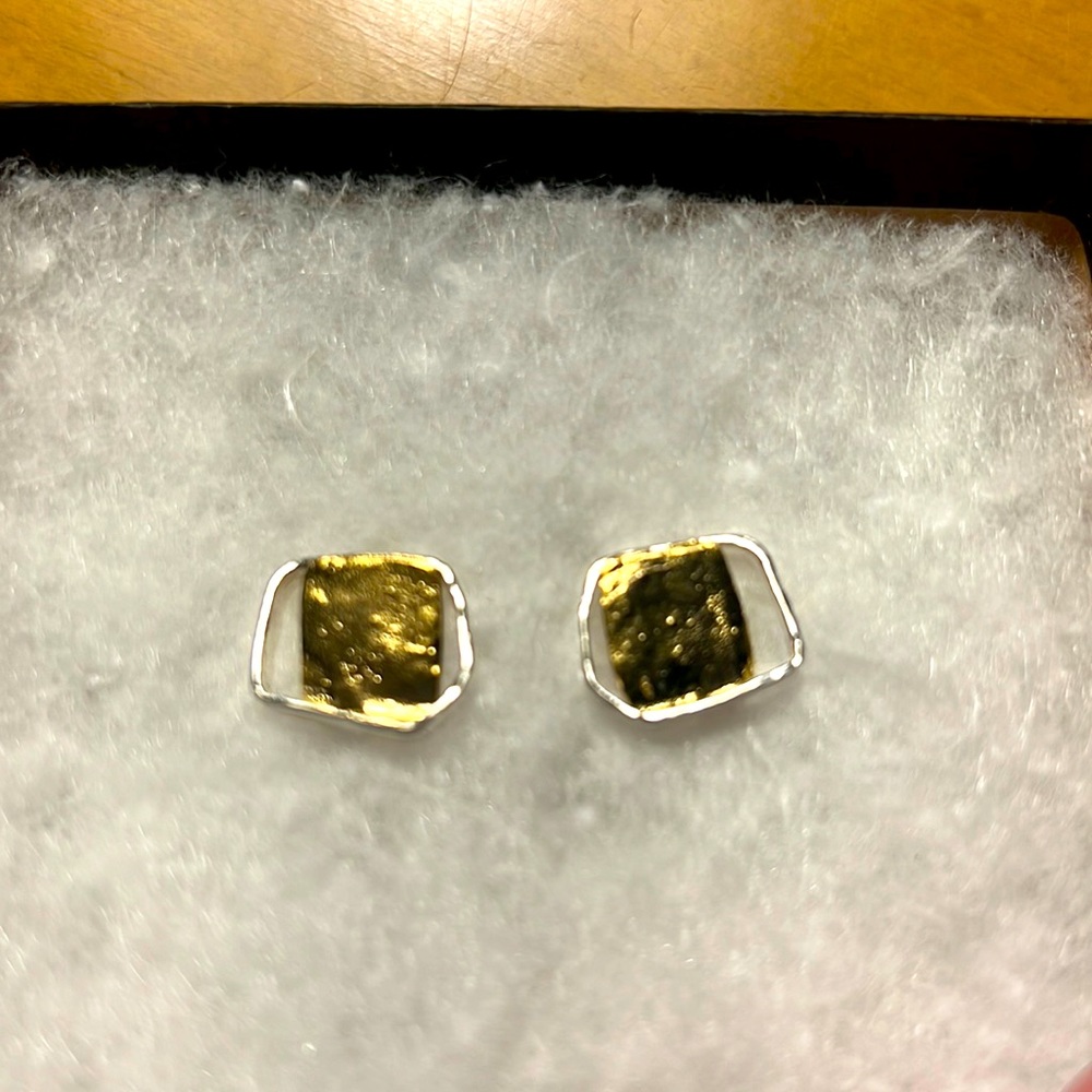 Silpada stud earrings - sterling silver and gold plate